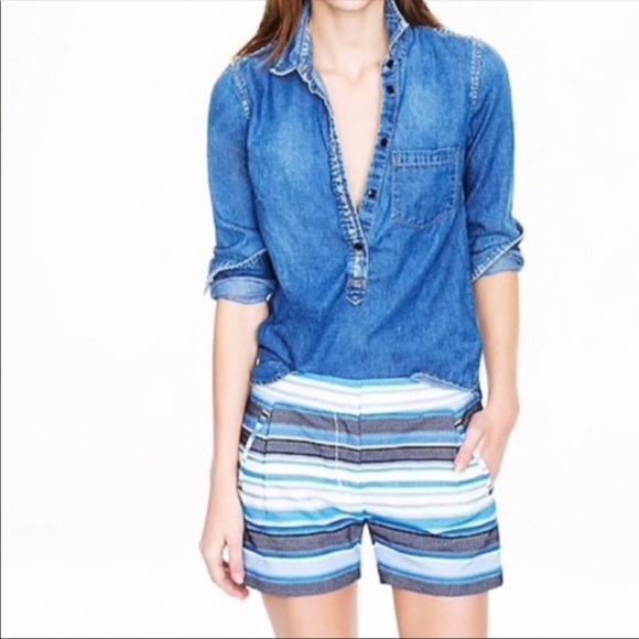 J. Crew shades of blue and white striped shorts - Picture 1 of 4